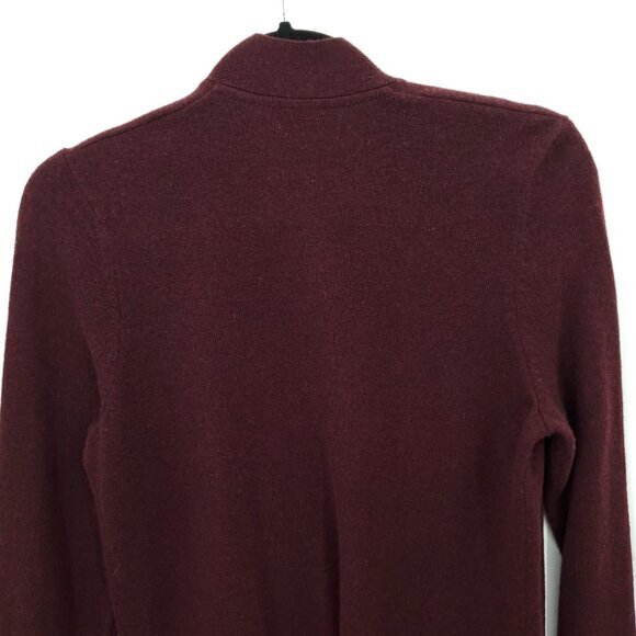 L.L. Bean 100% Cashmere Open Front Patch Pocket Cardigan PS Maroon/Burgundy Red - Picture 9 of 14